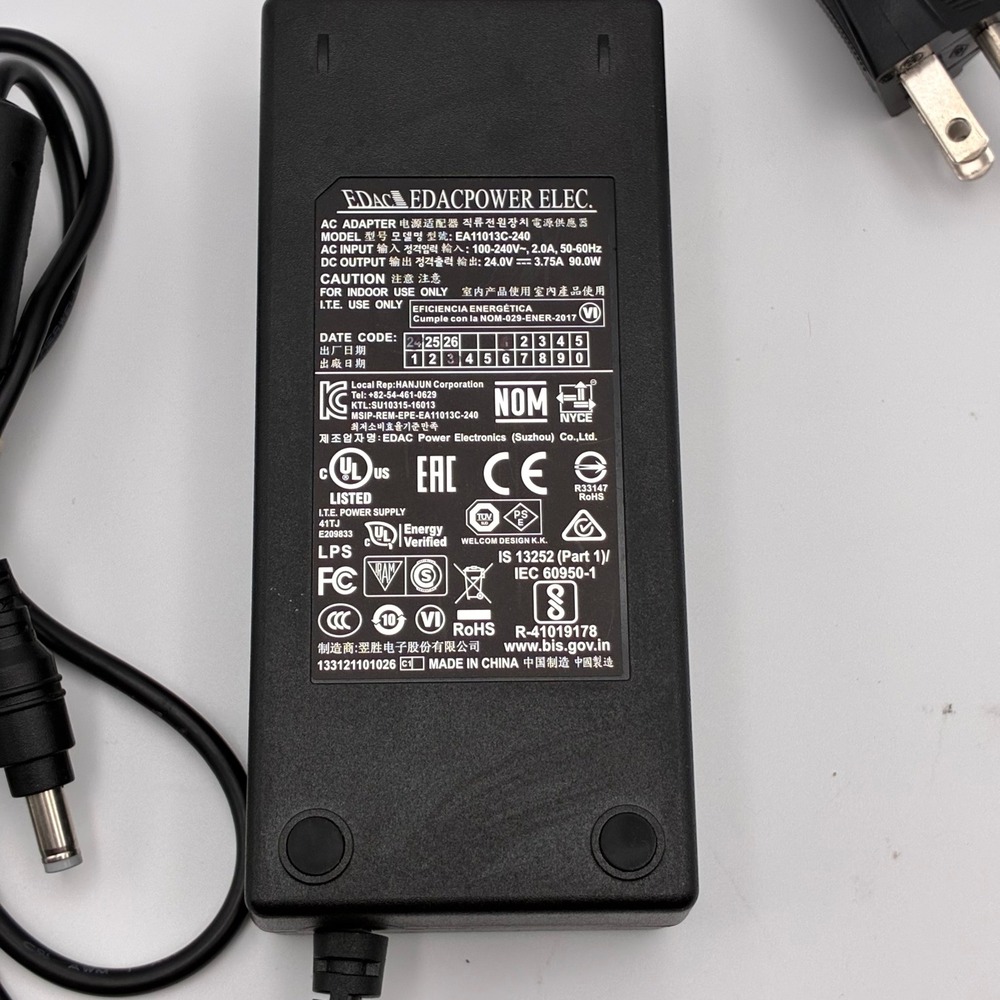 EDAC AC Adapter Black EA11013C-240 24V 3.75A 90W Power Supply
